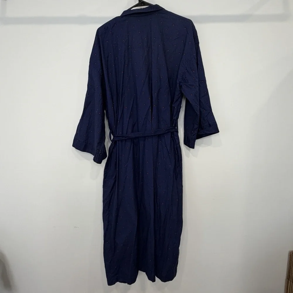 Vintage Christian Dior Monsieur Navy Cotton Kimono Lounge Robe One Size